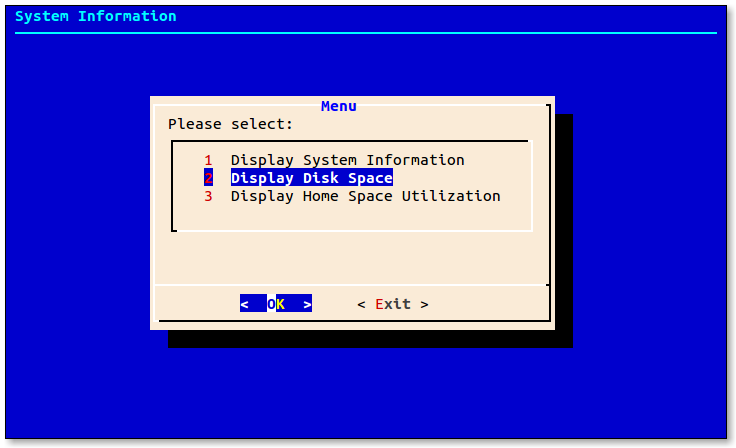 Script displaying a dialog menu