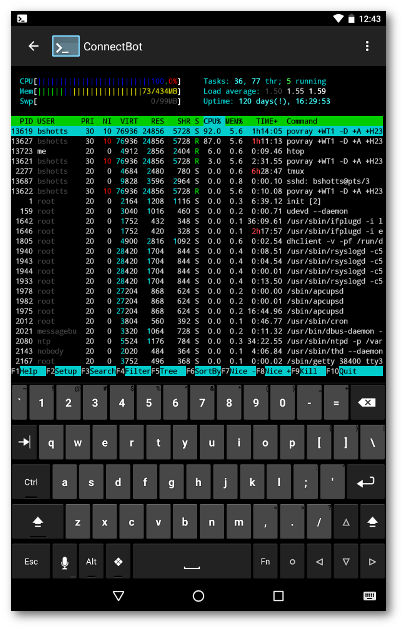 Connectbot with Hacker’s Keyboard on Android
